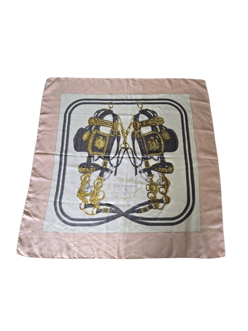 Hermes Silk Scarf Brides De Gala Horse Bridles Equestrian Vintage Pink Square